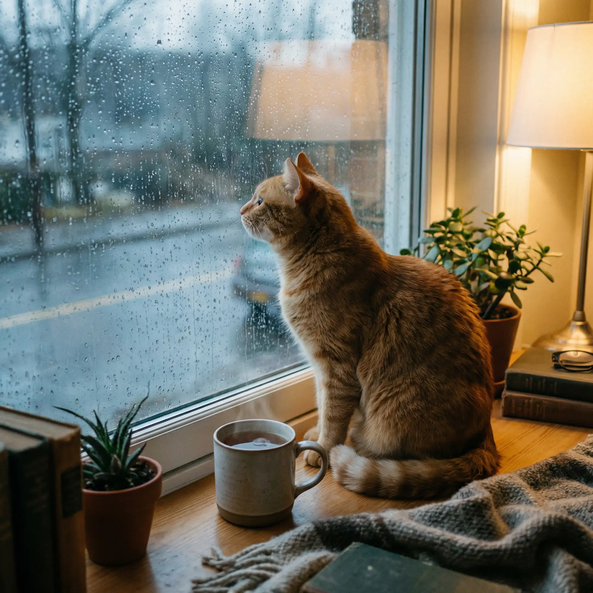 猫咪望着窗外的雨 - 51大赛官网